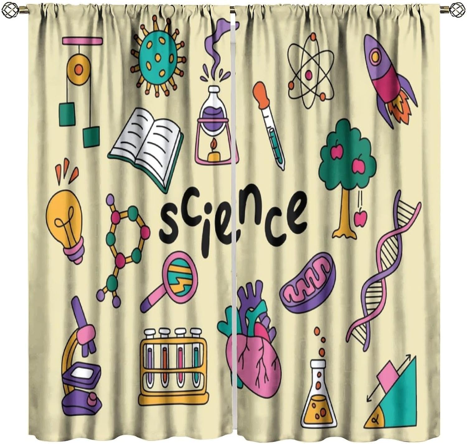 Science Theme Curtains 2pcs Ed - Science Nursery ulasan dan harga