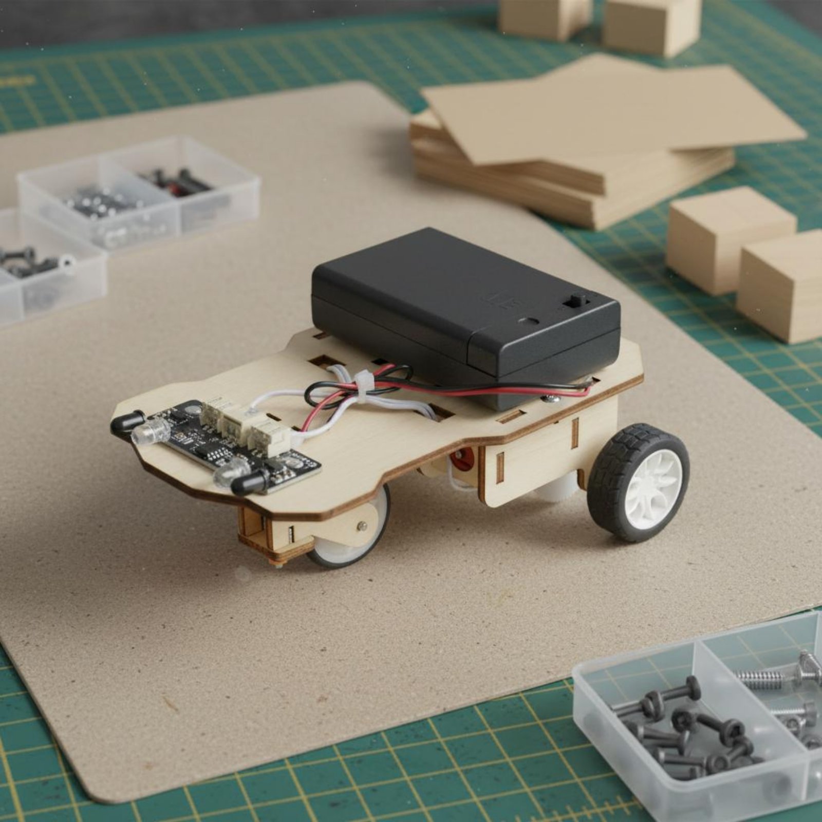 Wooden Intelligent Vehicle Kit - Science Robot ulasan dan harga
